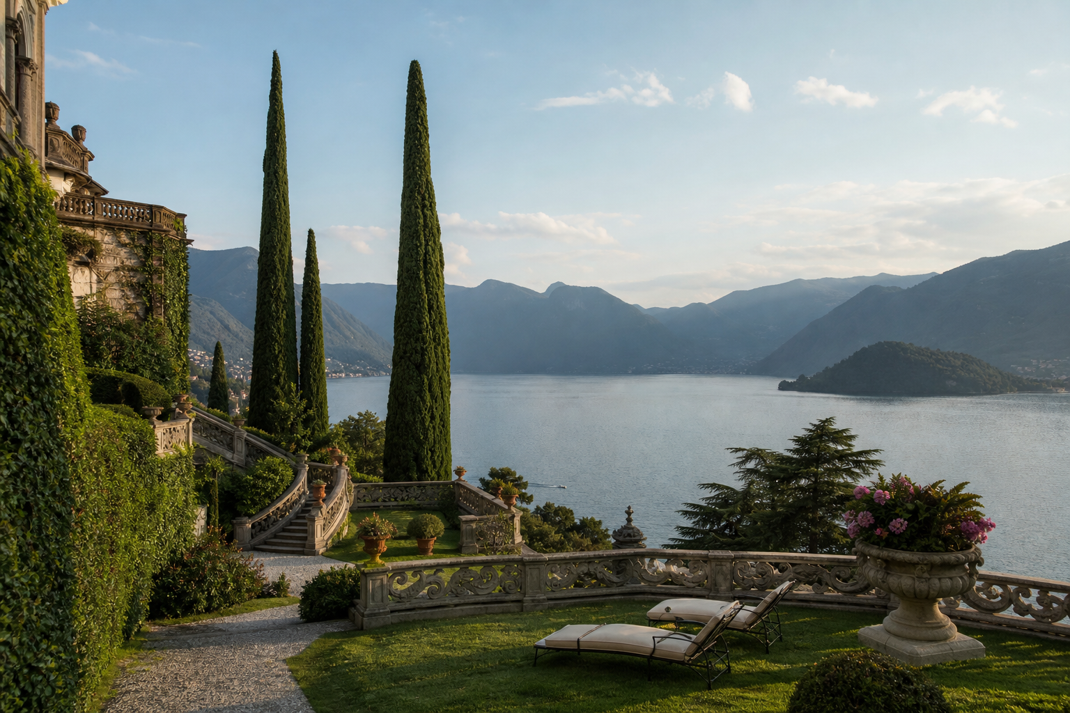 Lake Como villa garden and private lake atmosphere