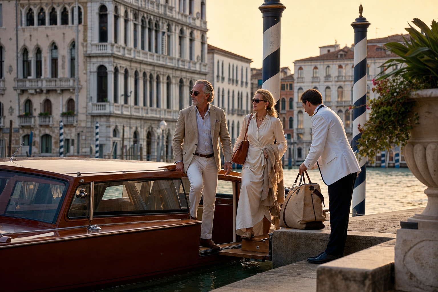Private Venice water taxi arrival for a complete luxury Italy journey