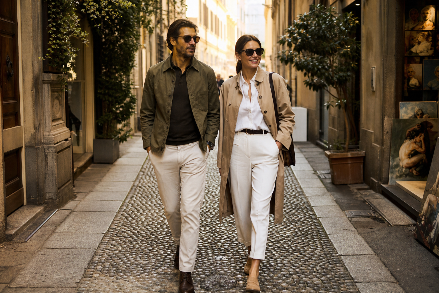 A couple in their late thirties enjoying Milan Brera