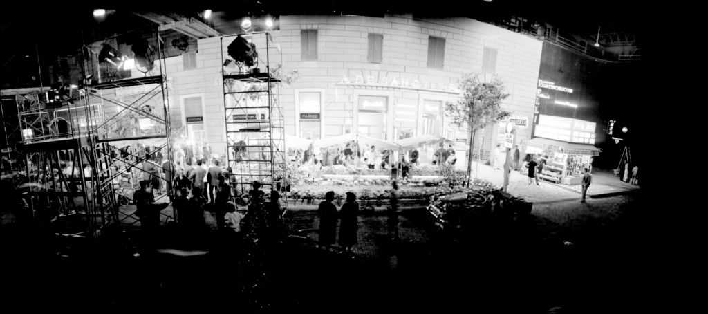 Via Veneto reconstructed at Cinecitta for La Dolce Vita in 1959