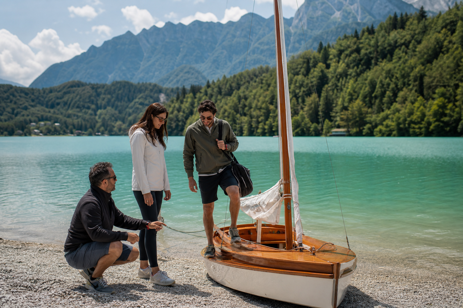 Private sailing and water-sport moment on Lake Barcis