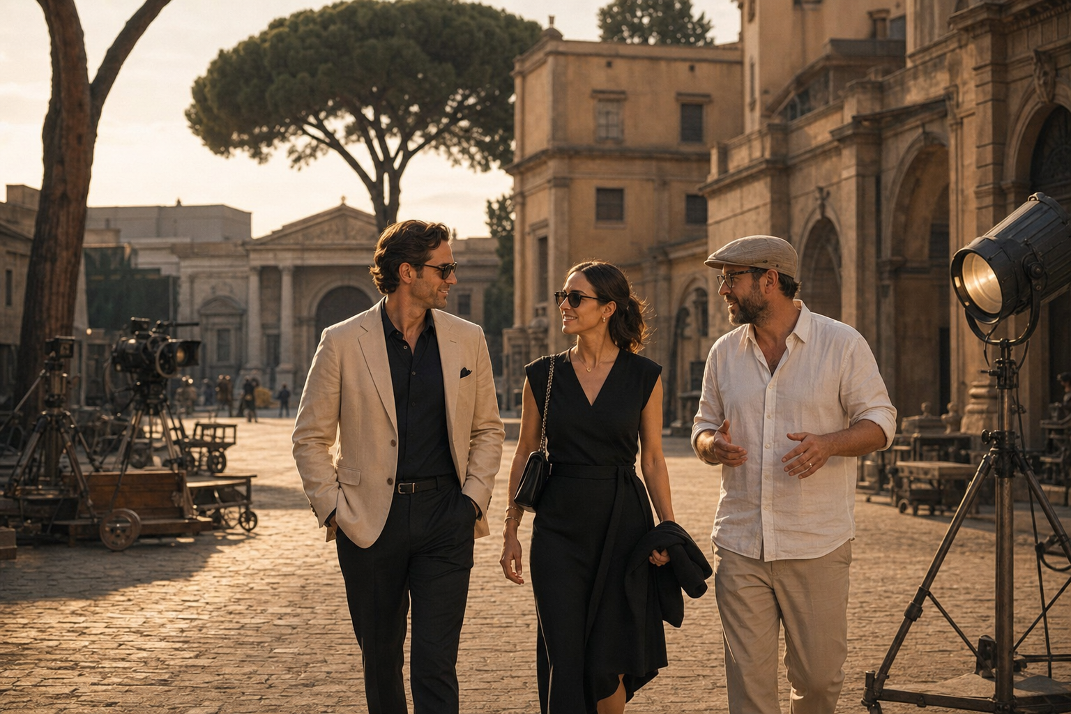 Cinecitta backlot with private guide and studio lights