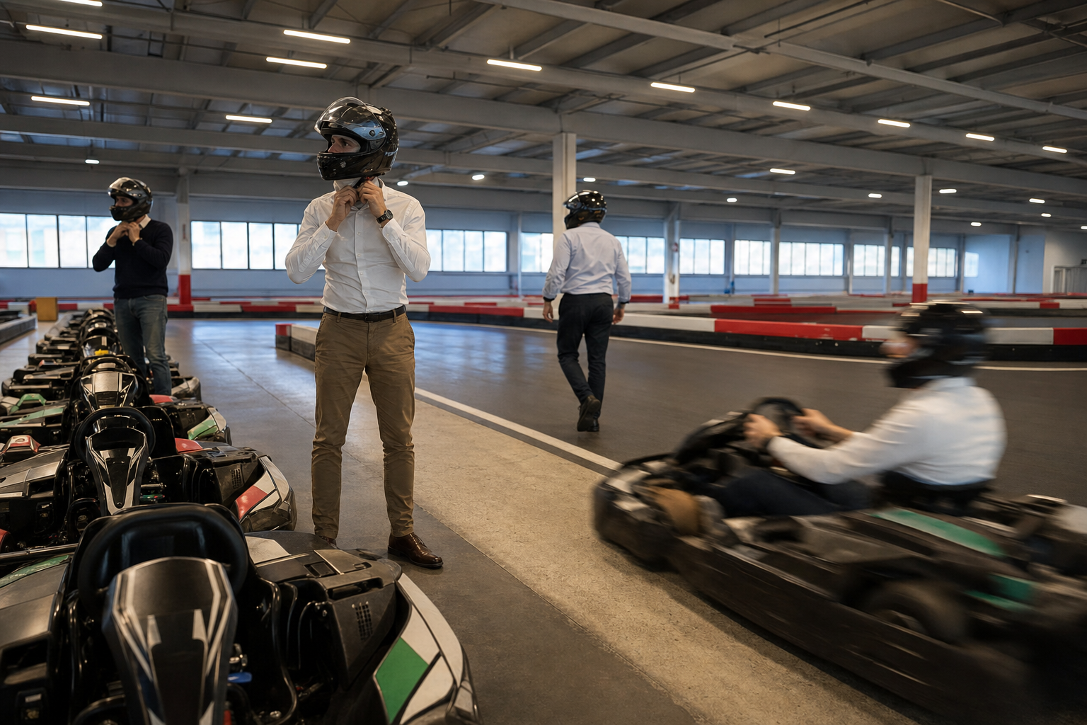 Indoor karting challenge near Venice Mestre for a corporate incentive retreat