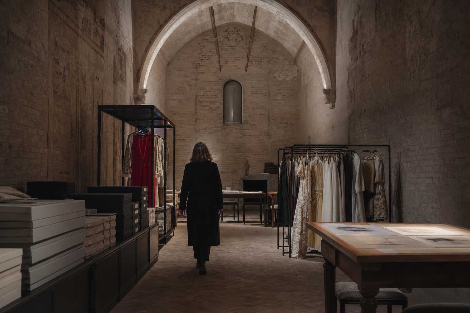 Parma fashion archive and historic vaulted collection room