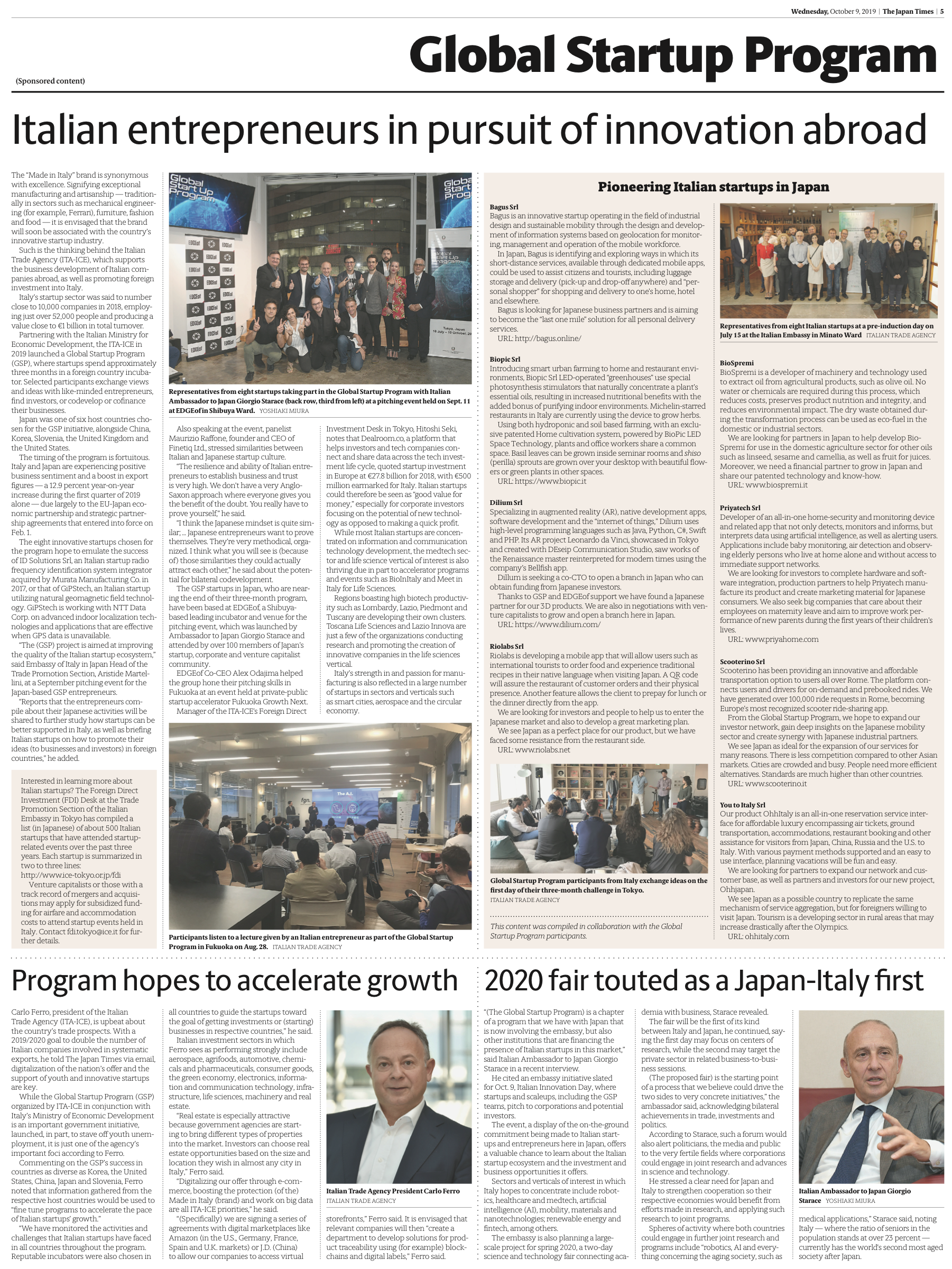 The Japan Times Global Startup Program PDF page preview