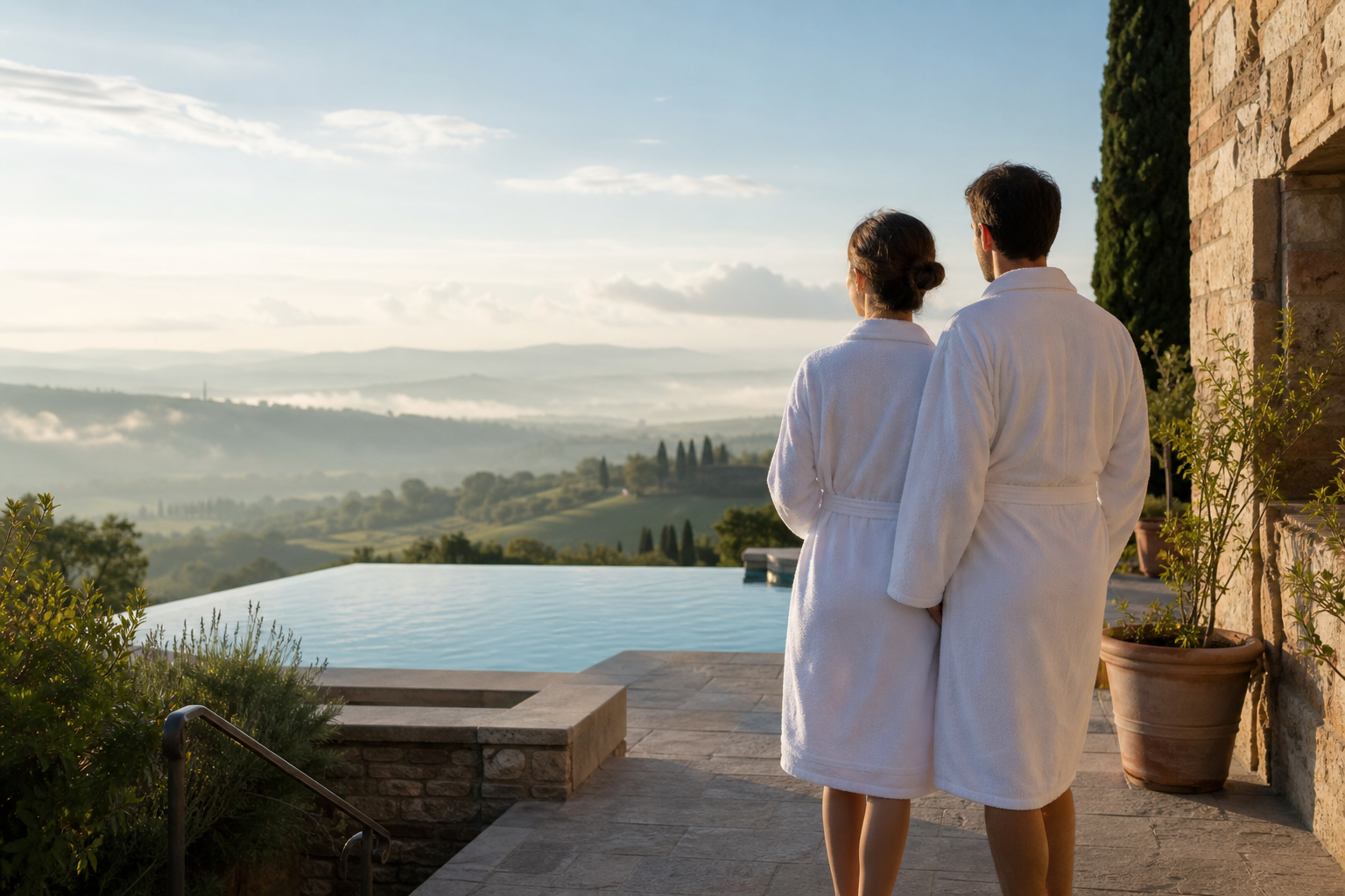 Luxury spa terrace in Tuscany