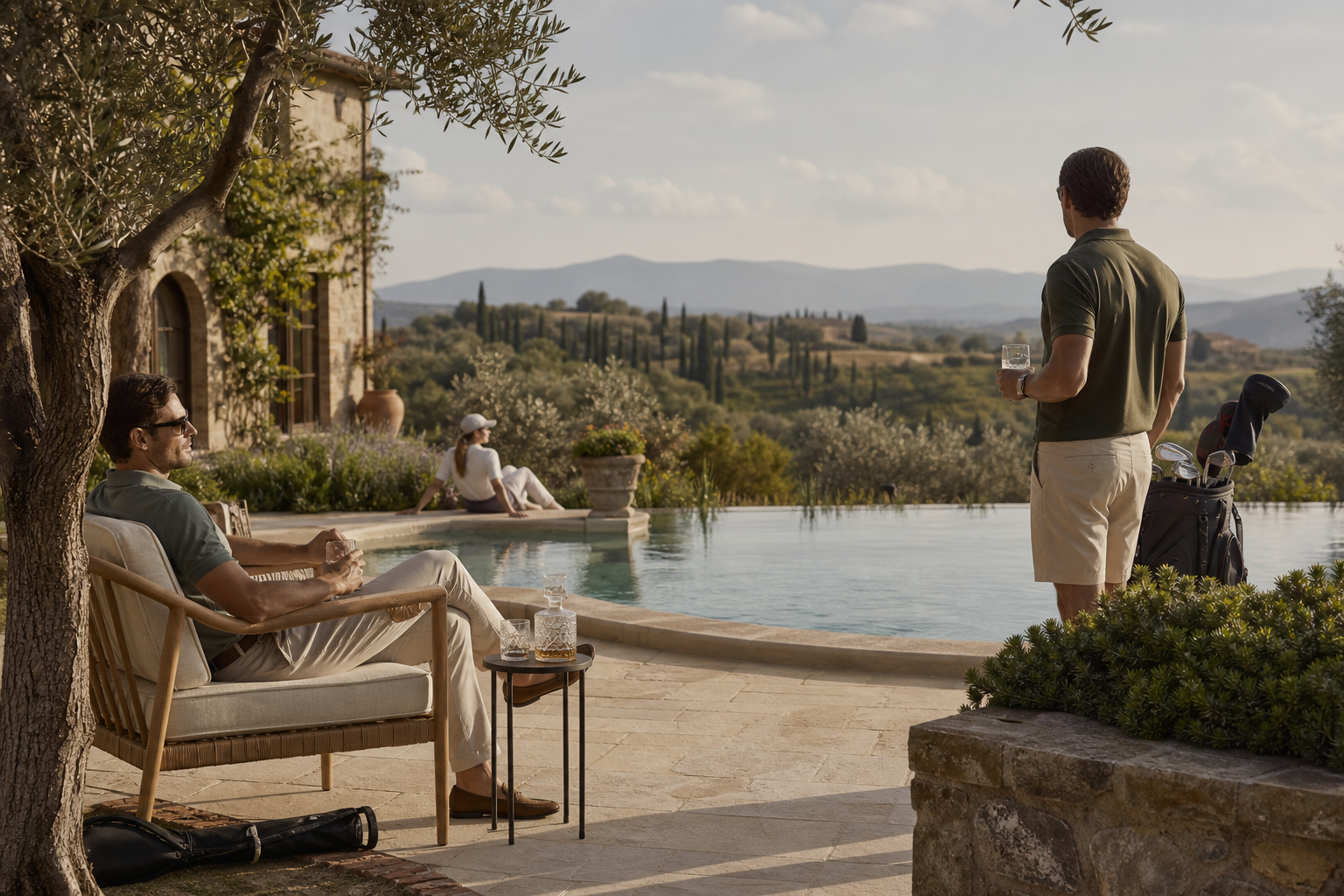 Tuscan villa pool after golf