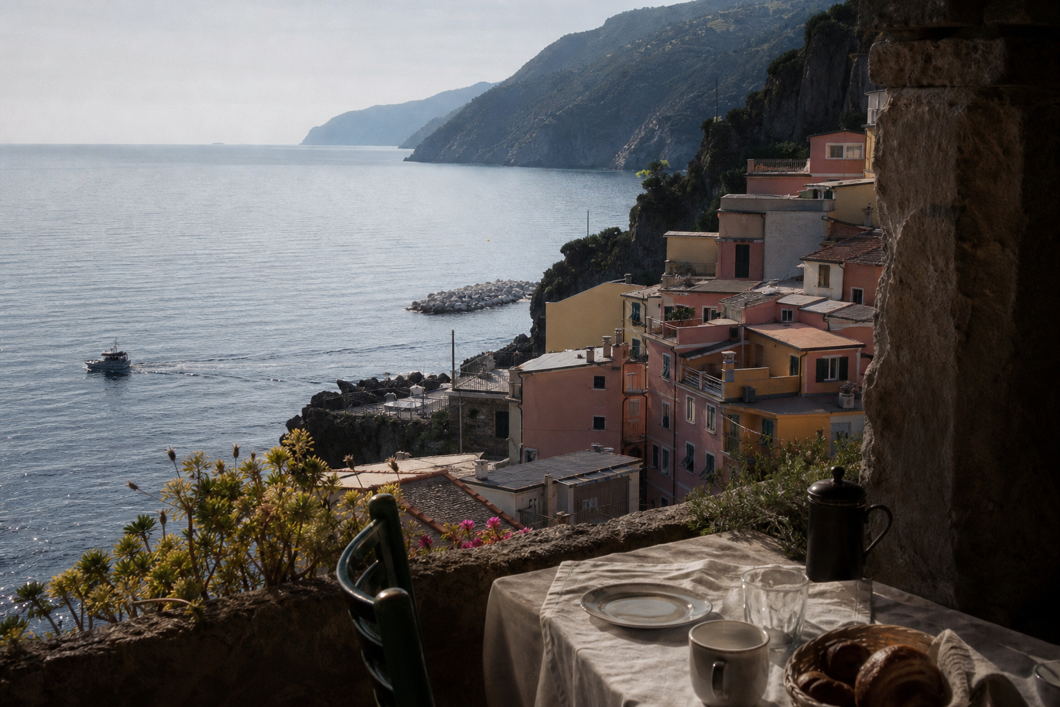 Cinque Terre and Ligurian coast private terrace morning