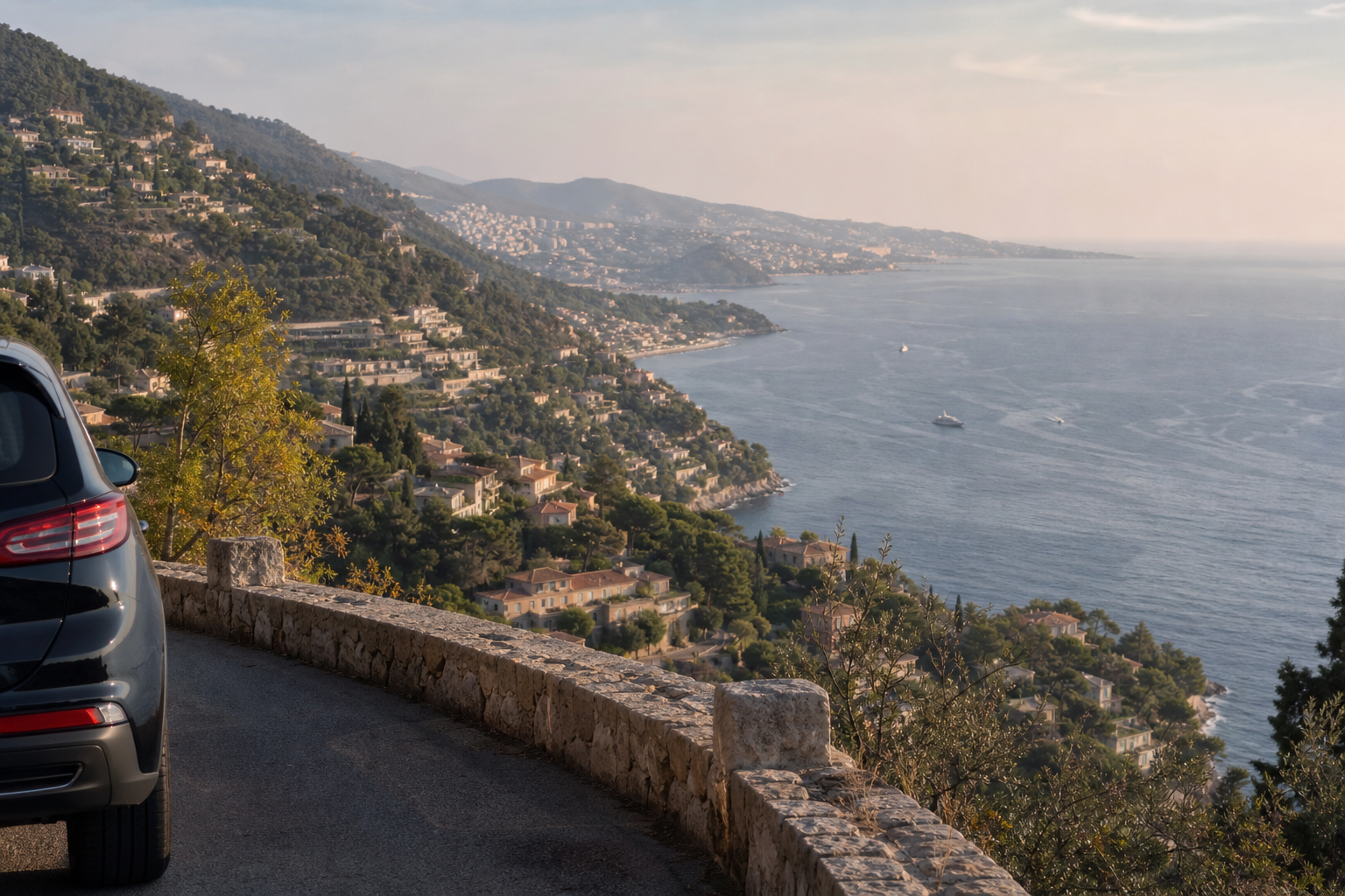 French Riviera and Monaco private coastal road view