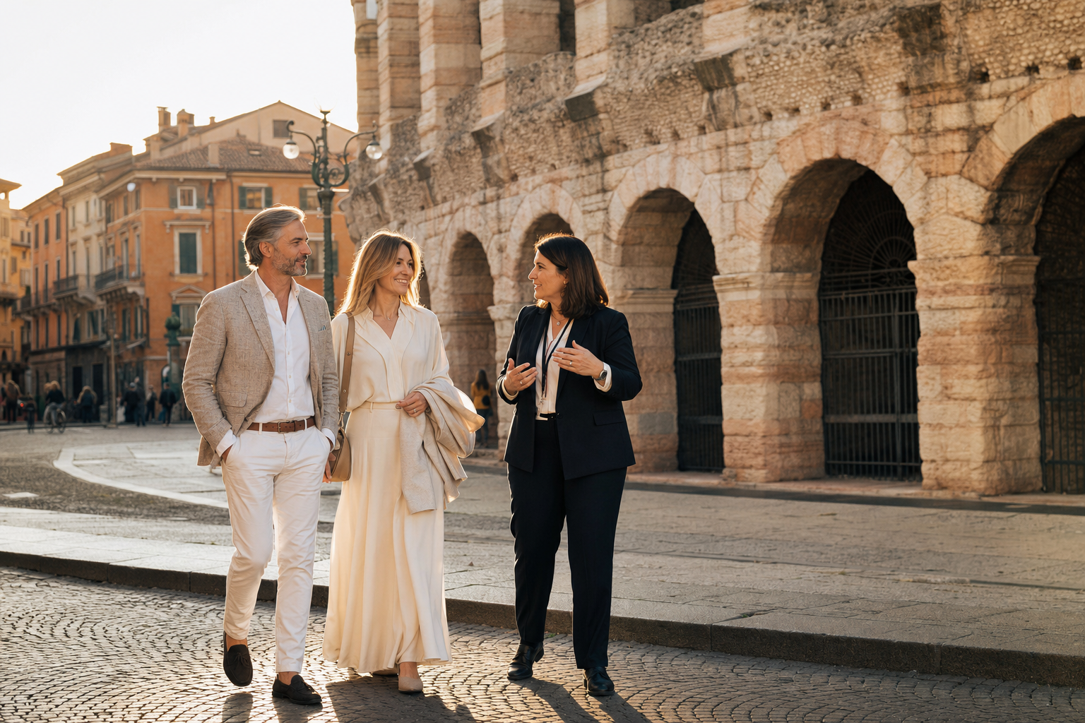 Private evening arrival by the Verona Arena with guide