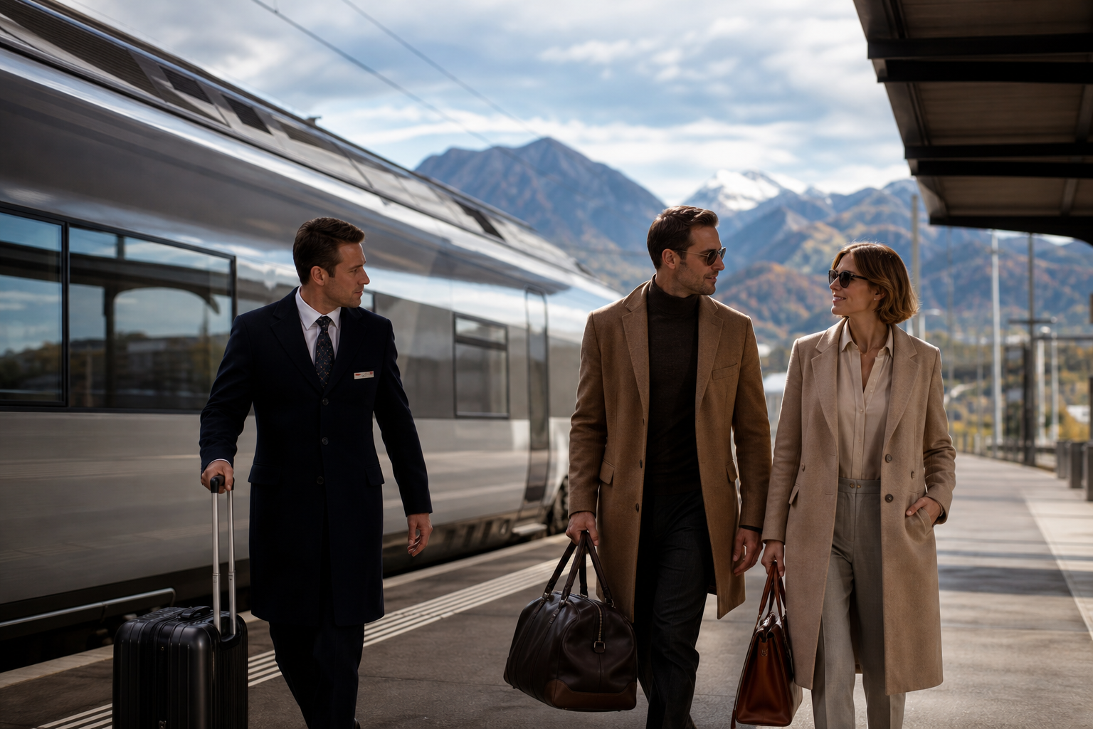 First-class rail arrival toward Zurich with discreet concierge support