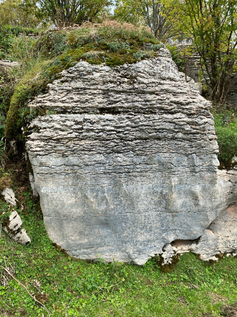 Limestone rock and rural traces in Lessinia