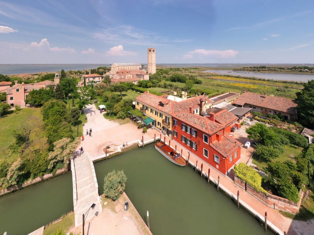 Aerial view of Locanda Cipriani on Torcello in the Venetian lagoon