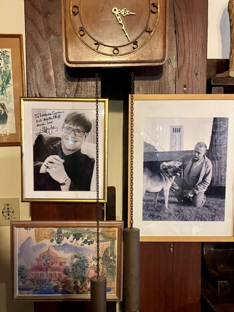 Interior archive wall at Locanda Cipriani Torcello with Hemingway photograph and framed memories
