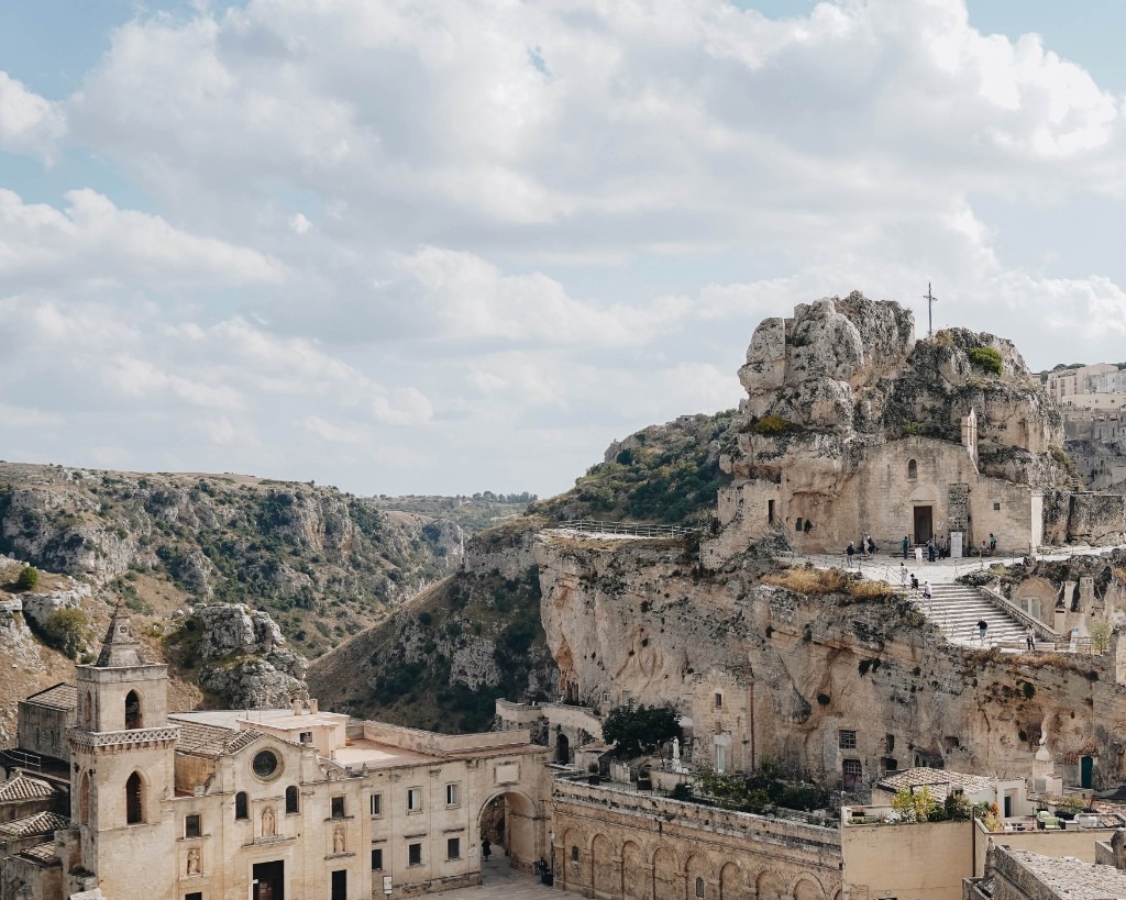Cave church and ravine landscape in Matera
