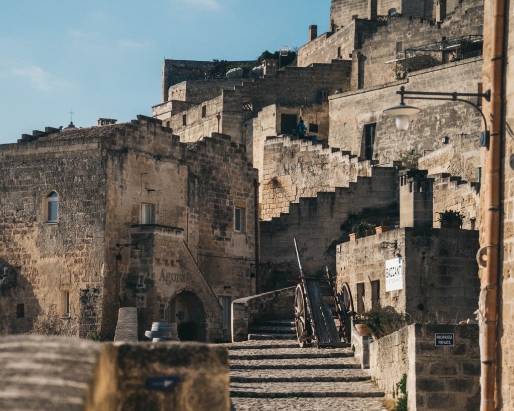 Stone lanes and steps in Matera old town