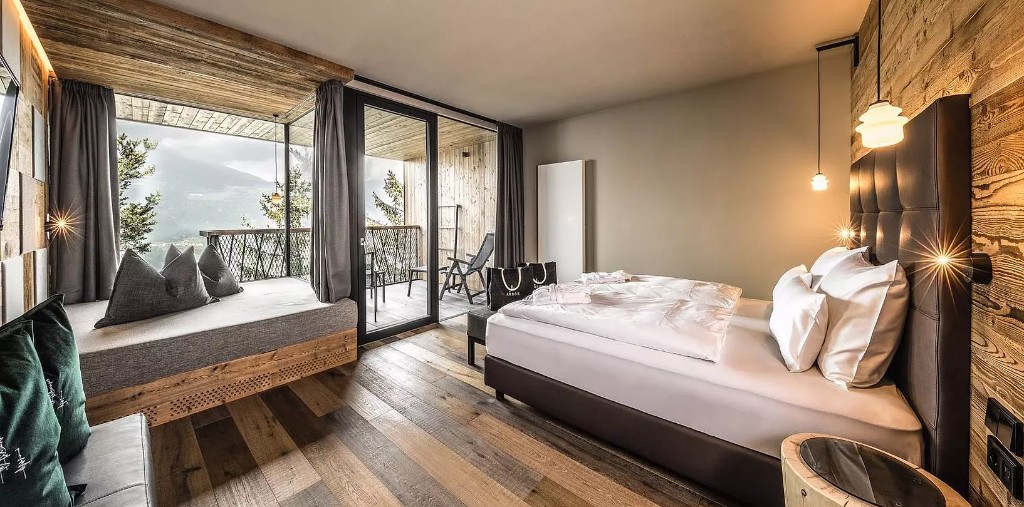 Nest Suite · View Corner, timber interiors and forest balcony