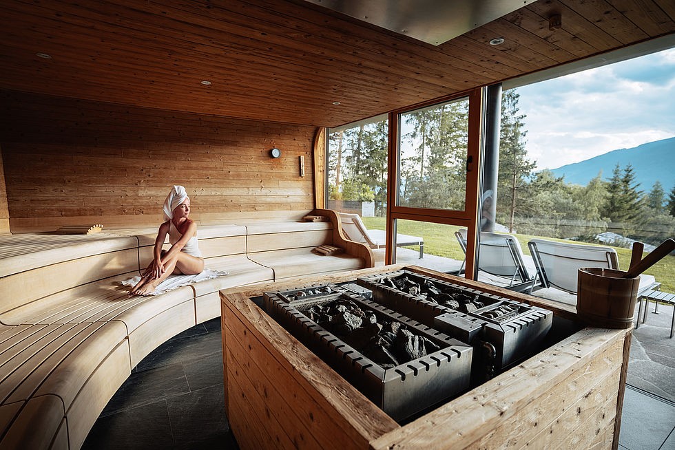 Private sauna · forest and mountain outlook