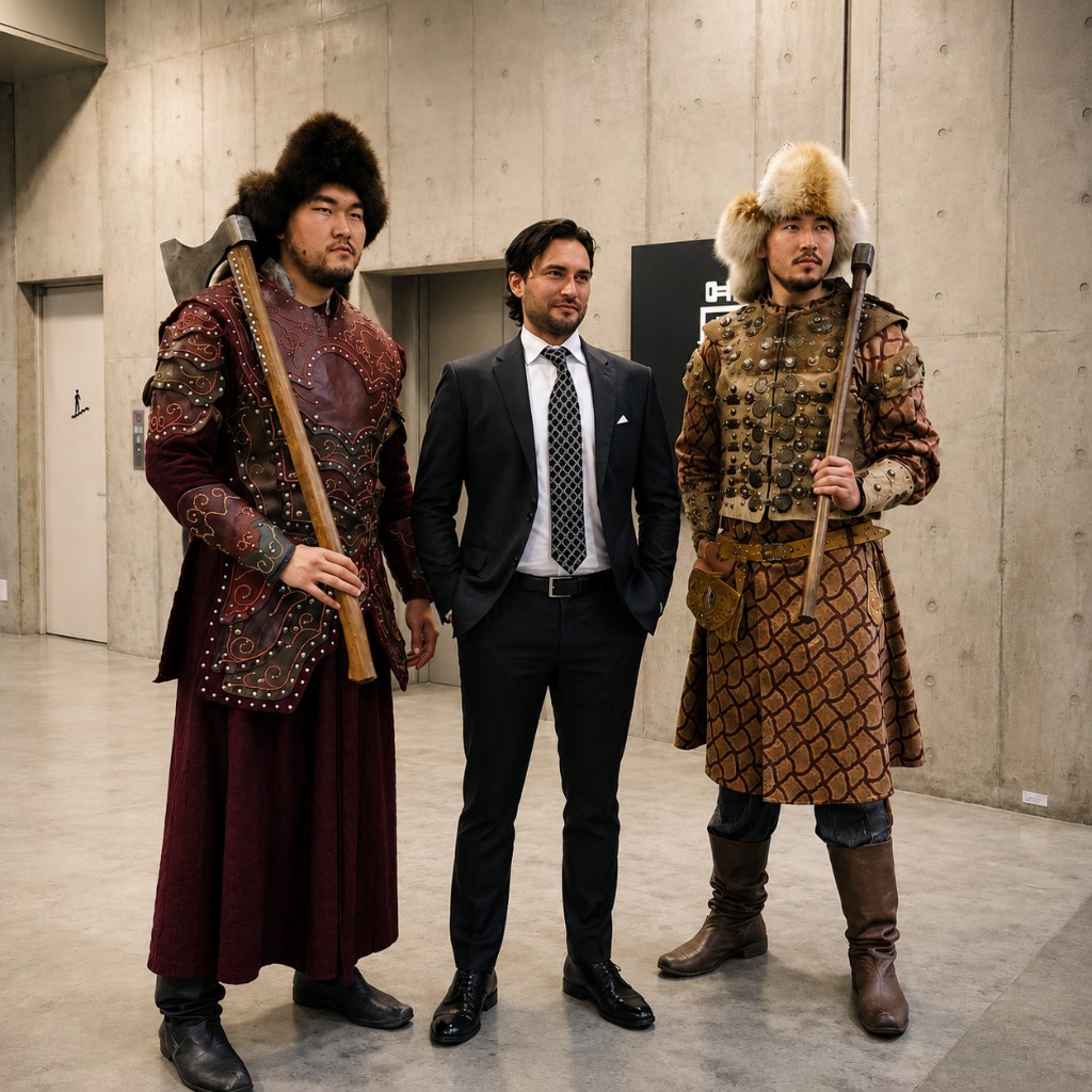 Dr. Nicolò Rigato with two Kazakh representatives in Tokyo
