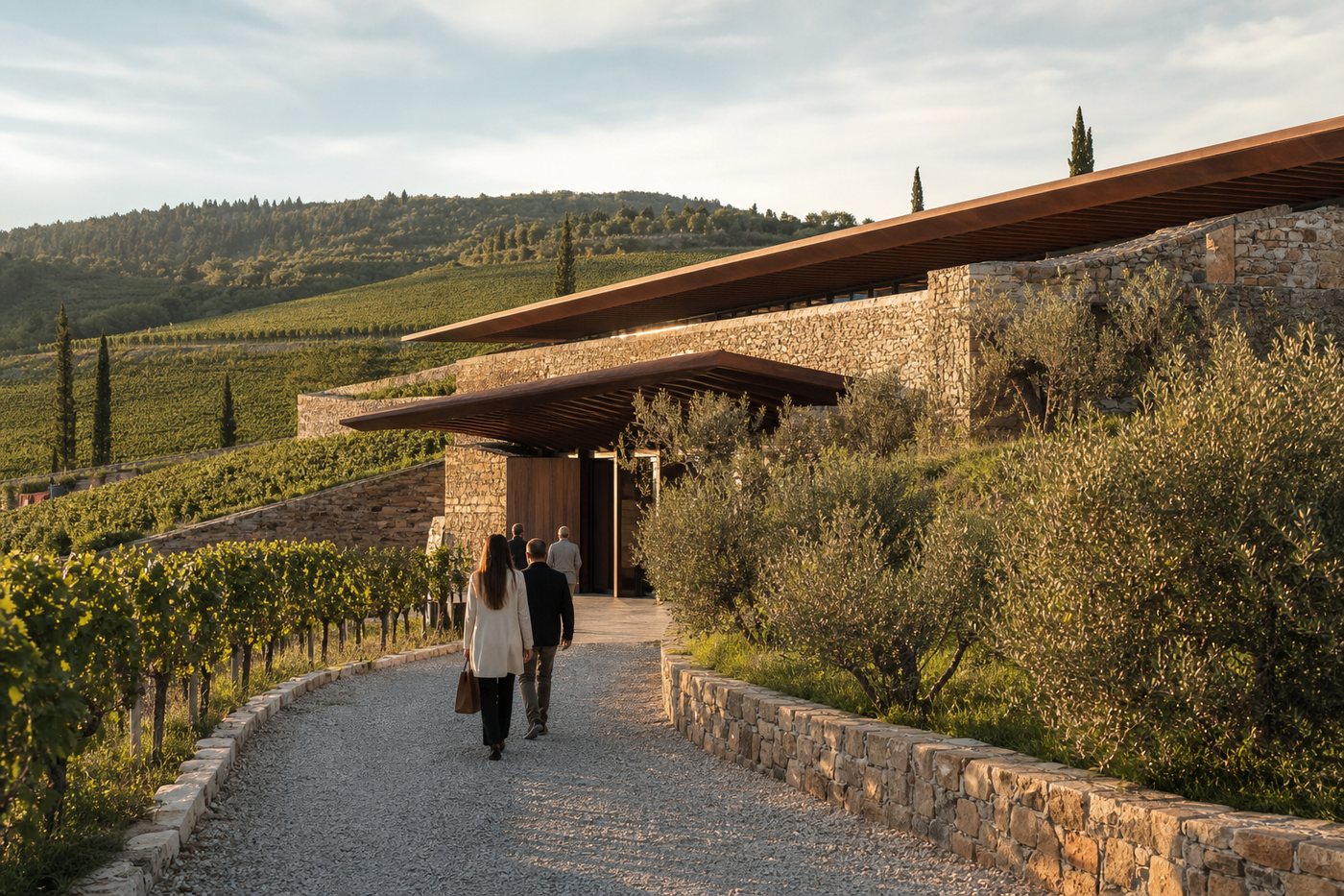Antinori wine architecture in the Tuscan hills