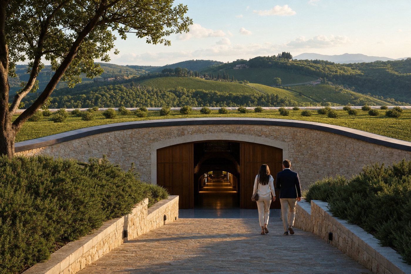 Antinori wine architecture in the Chianti hills
