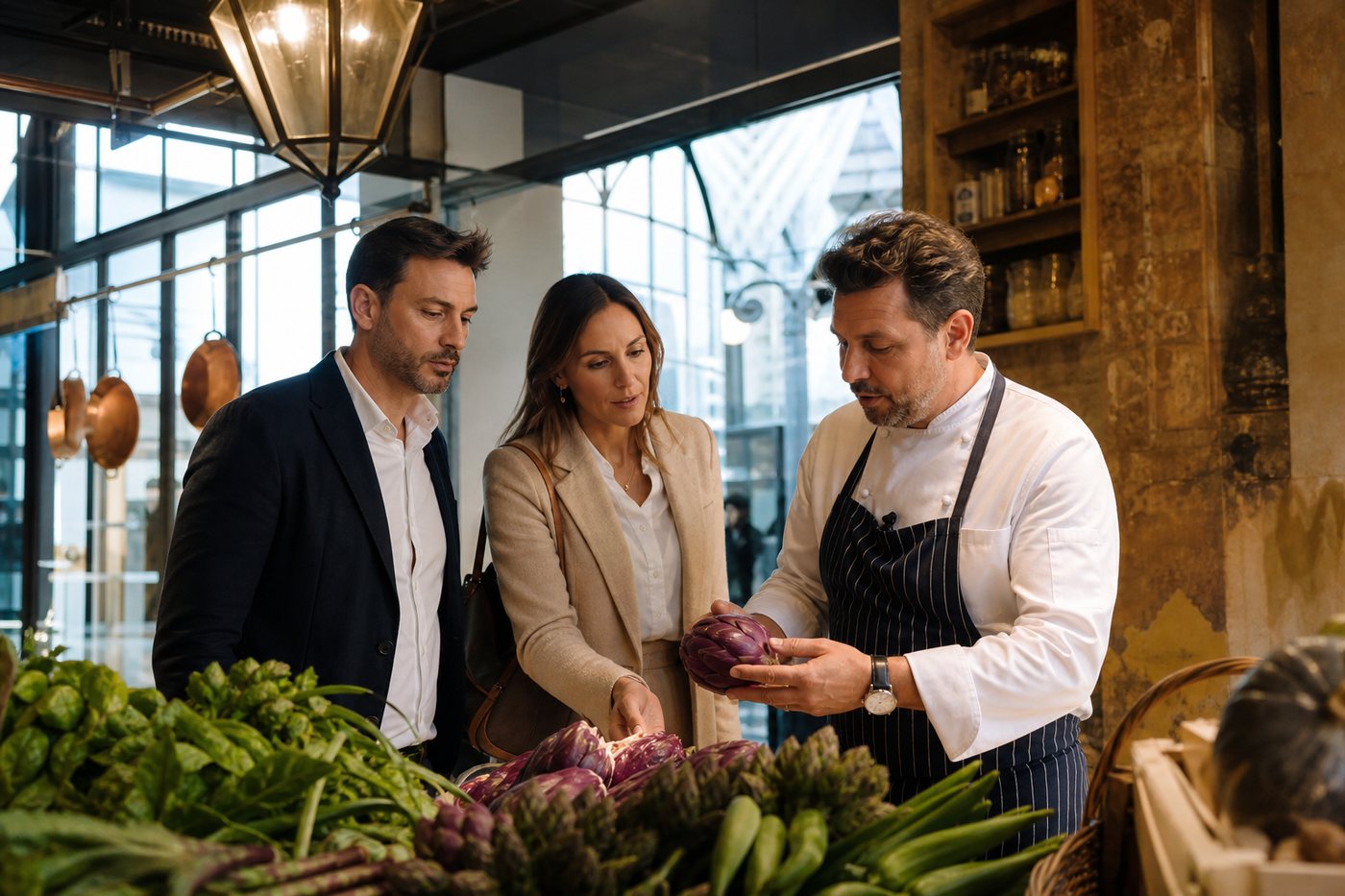 Florence market and private kitchen with a chef