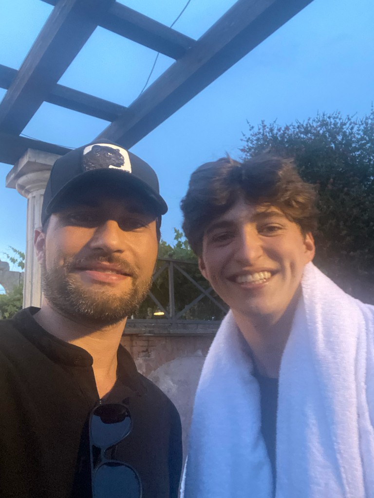 Poolside moment at dusk during a private Rome week