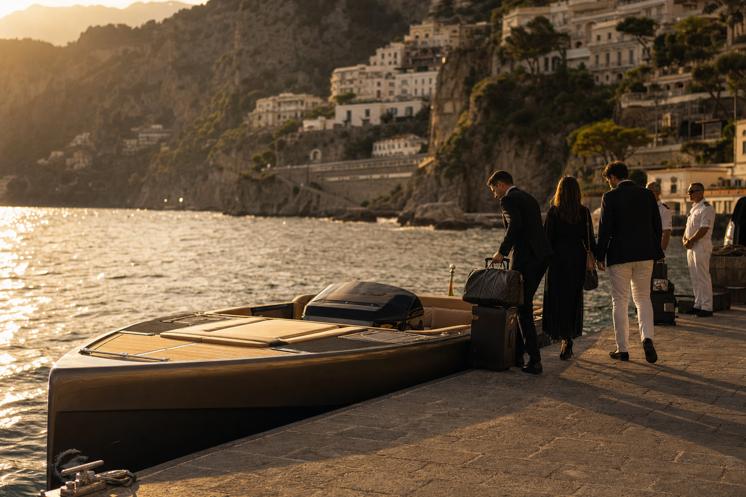 Yacht tender arrival with discreet concierge coordination on the Italian coast