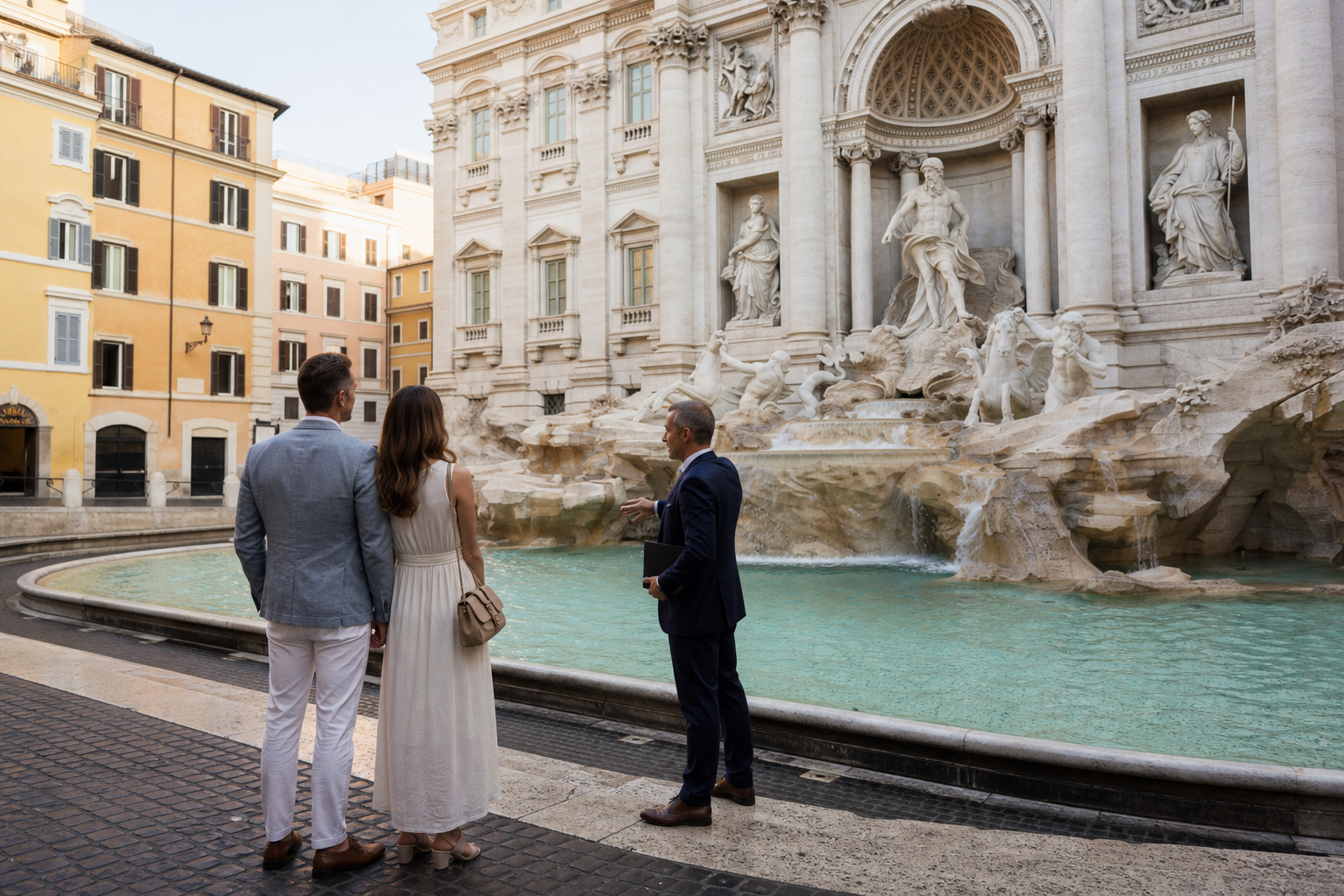 Trevi Fountain in Rome during a quiet private morning visit