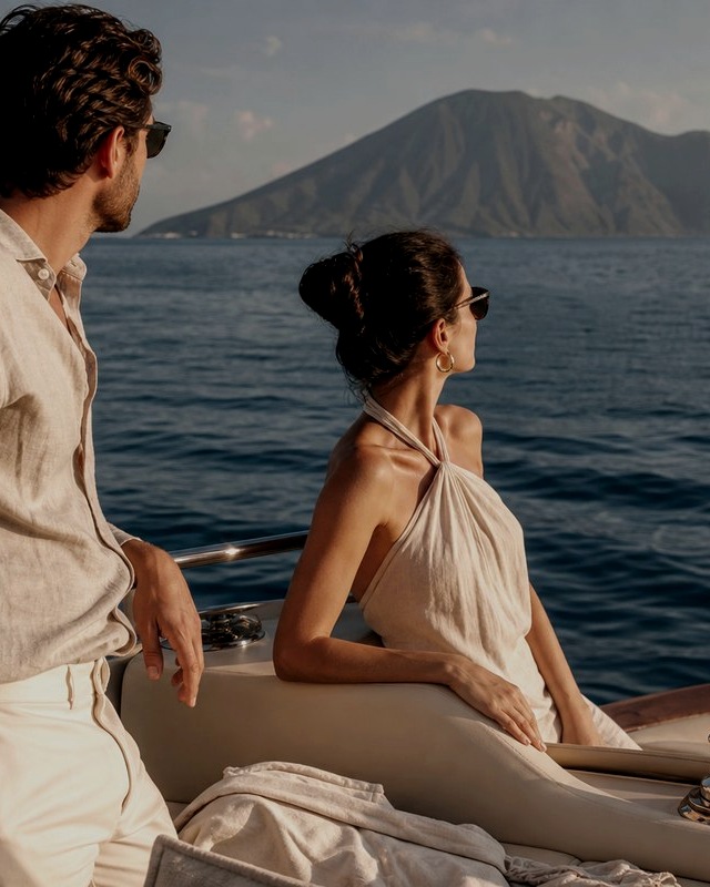 Luxury yacht anchored off Sicily