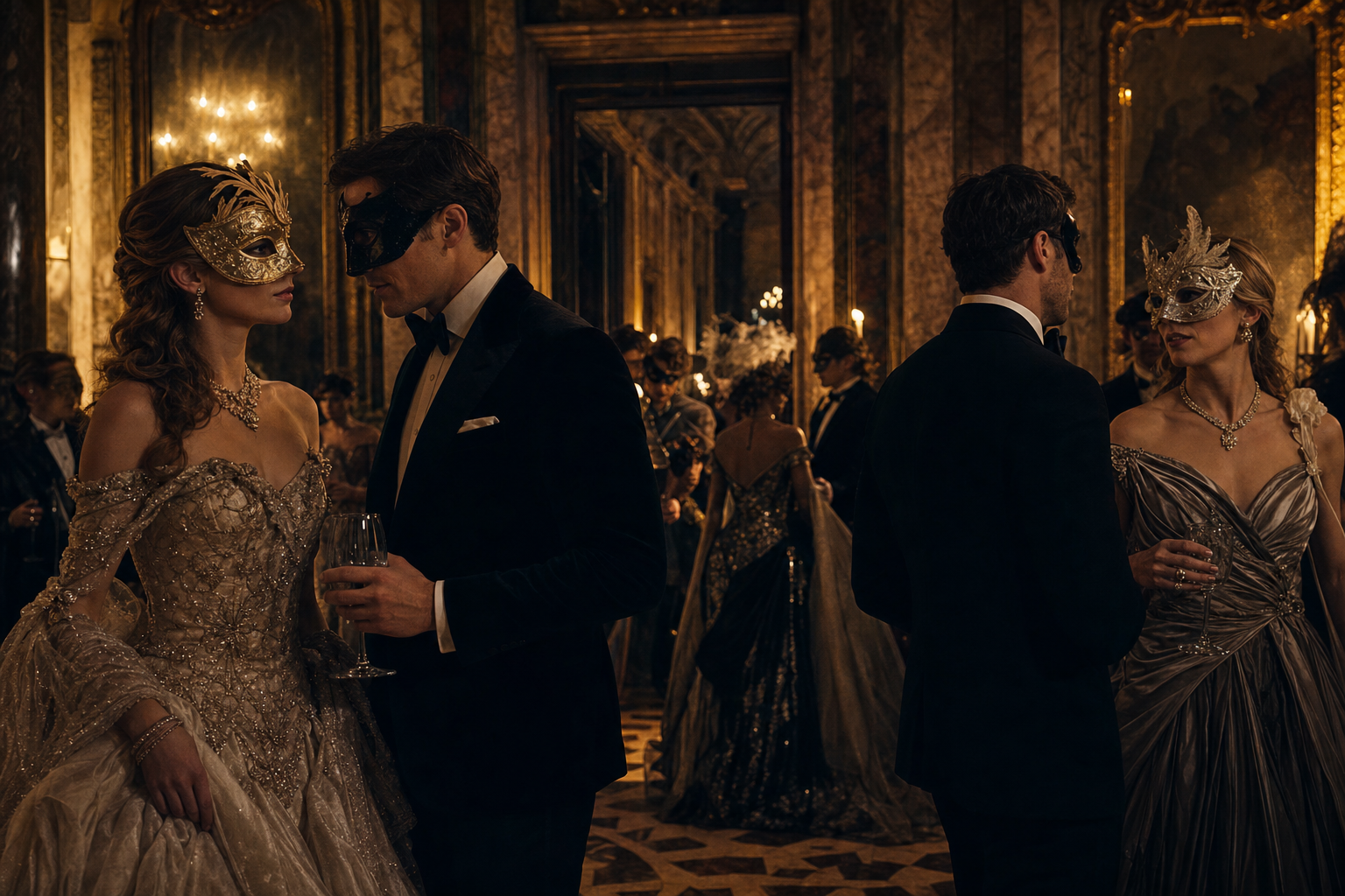Private Venetian masquerade inside a candlelit palazzo