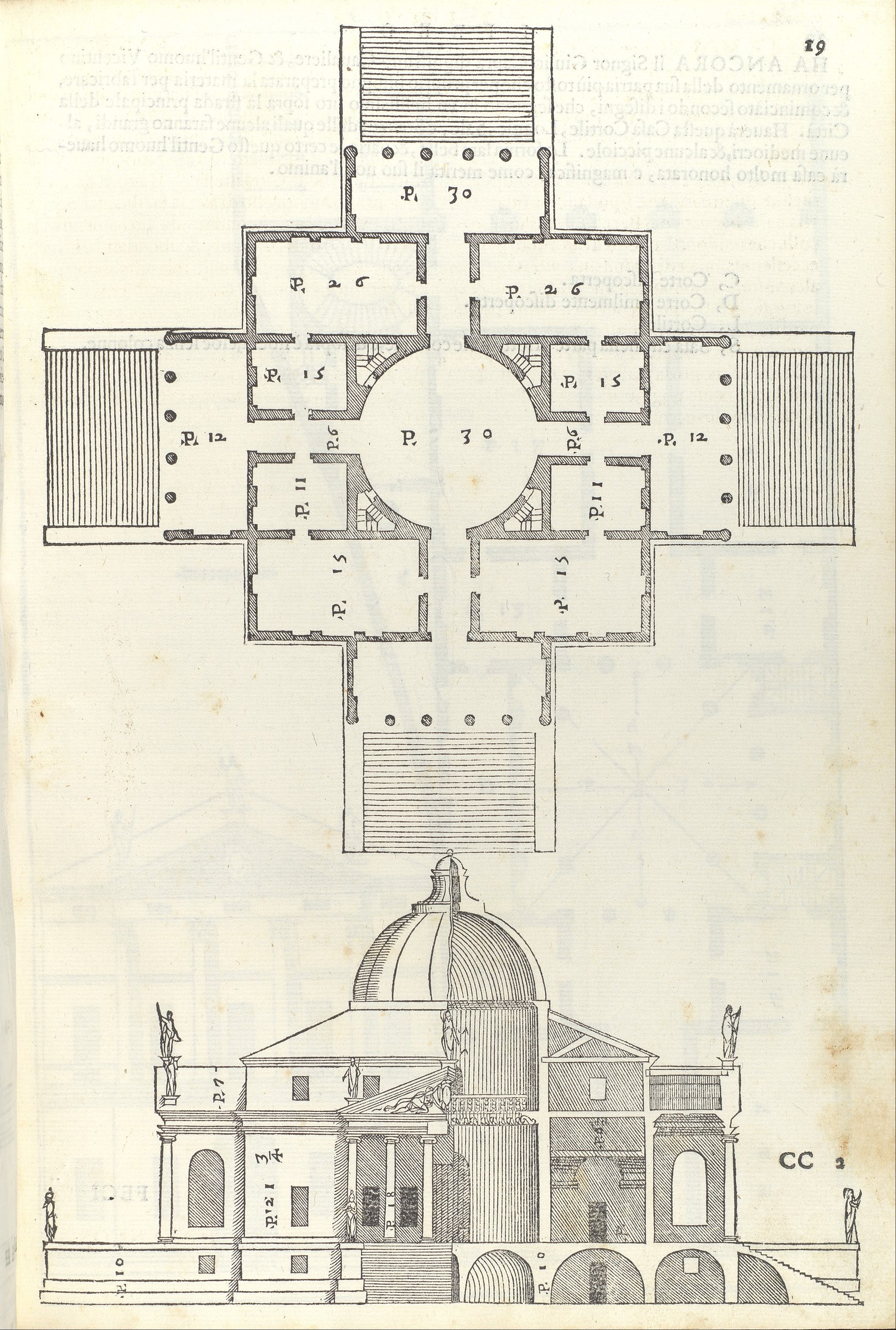 Andrea Palladio, I quattro libri dell’architettura, 1570: plan and combined elevation-section of La Rotonda, The Metropolitan Museum of Art Open Access