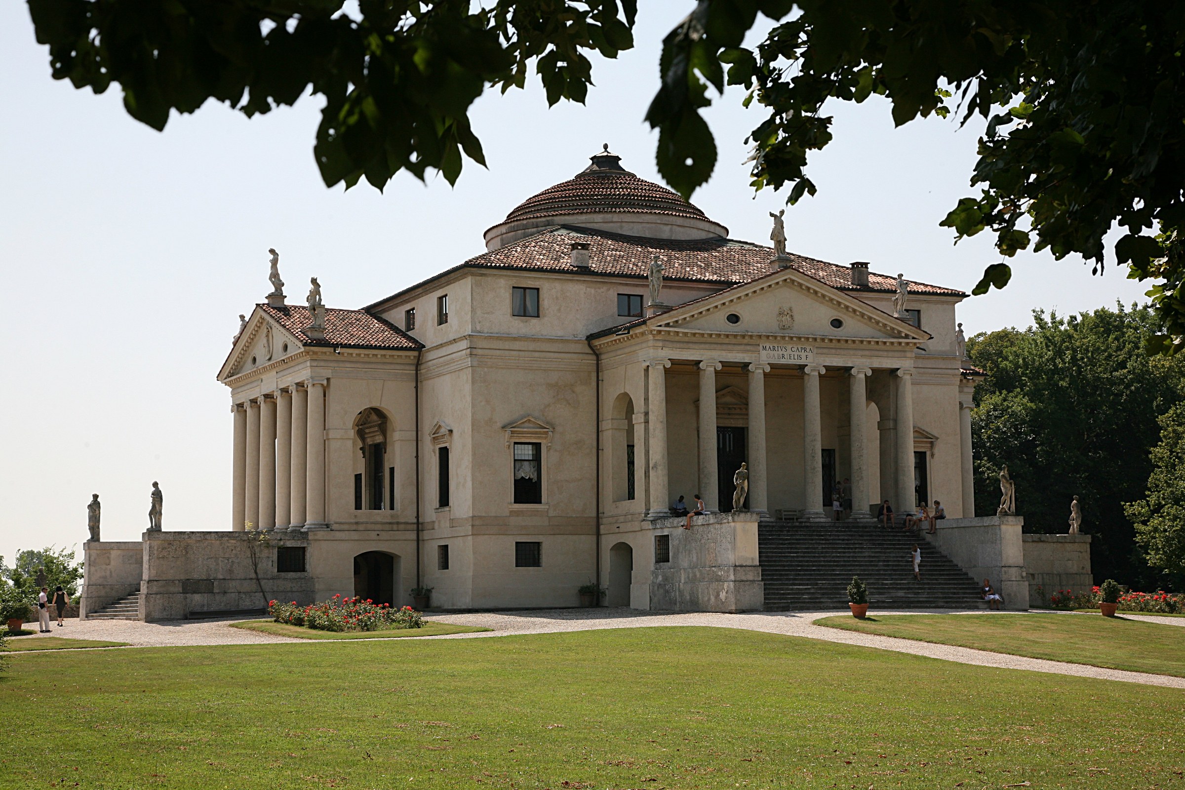 La Rotonda, Vicenza: three-quarter exterior with two Ionic porticoes, dome and stair, on an OHH! ITALY architectural study journey