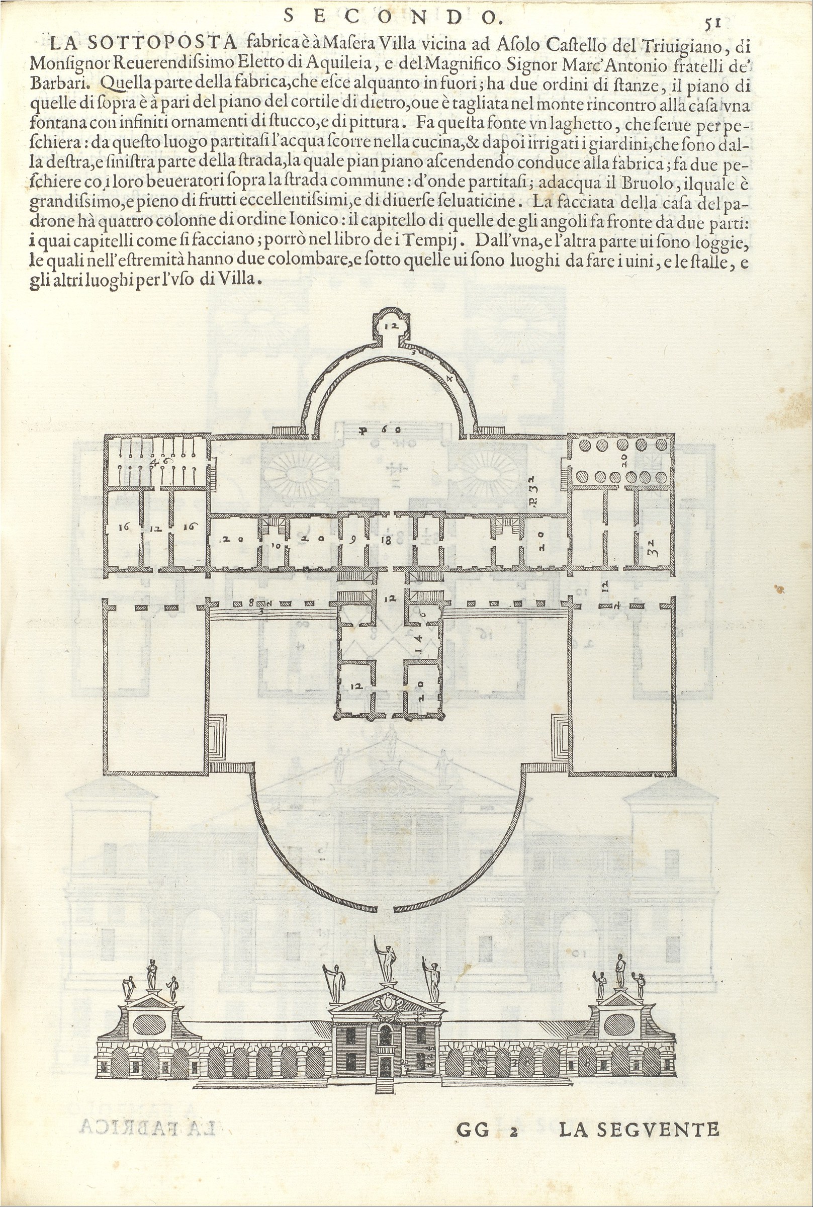 Andrea Palladio, I quattro libri dell’architettura, 1570: plan and elevation of Villa Barbaro at Maser, The Metropolitan Museum of Art Open Access
