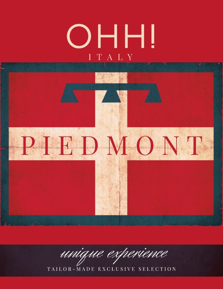 Piedmont Unique Experience cover: Savoy cross heritage graphic by OHH! ITALY