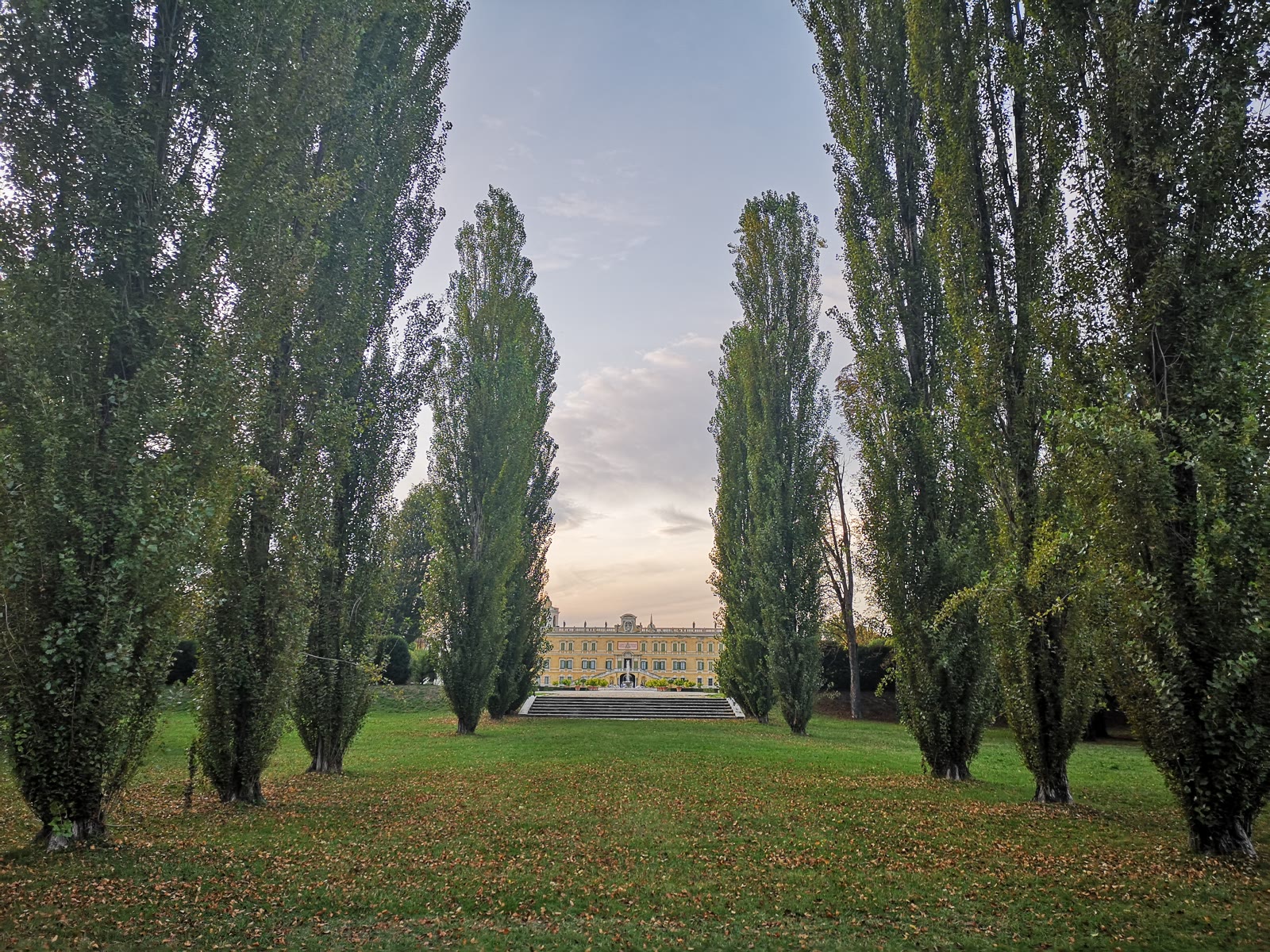 The ducal palace of Colorno seen through poplars in the park, Emilia-Romagna, OHH! ITALY
