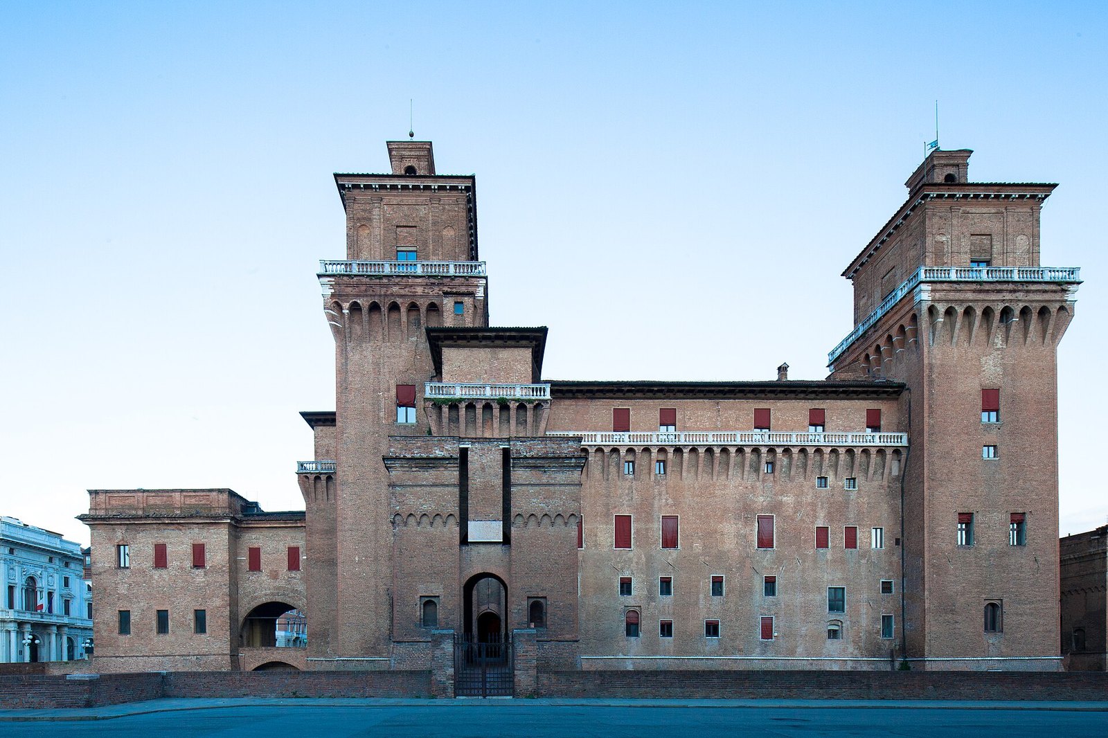 Castello Estense, Ferrara, brick and evening air.
