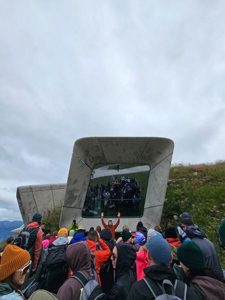 Crowd at the Messner mountain window during Summer Camp 2025